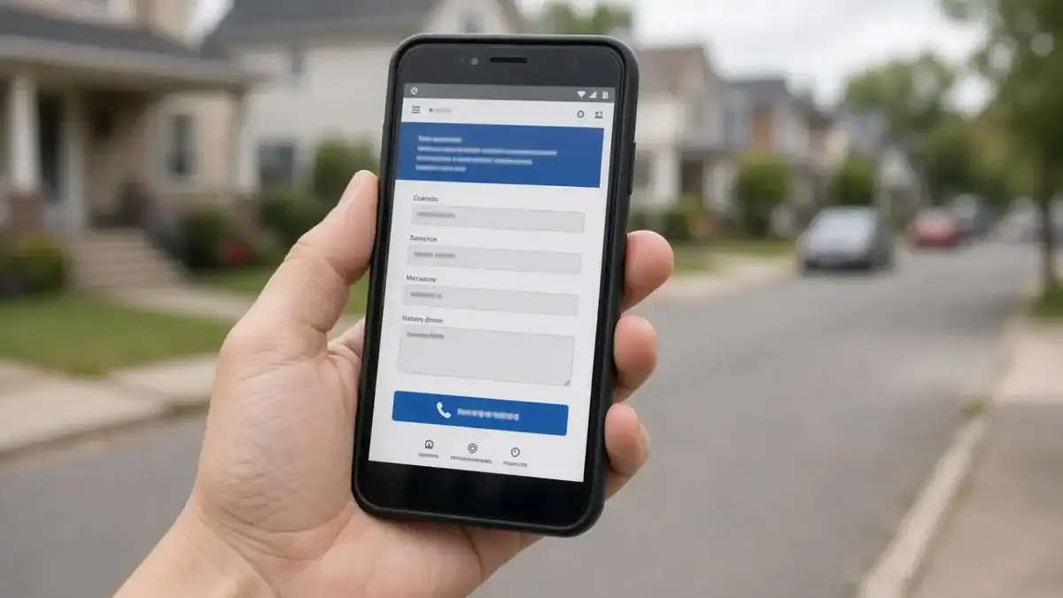 Phone showing a mobile-friendly we buy houses contact form